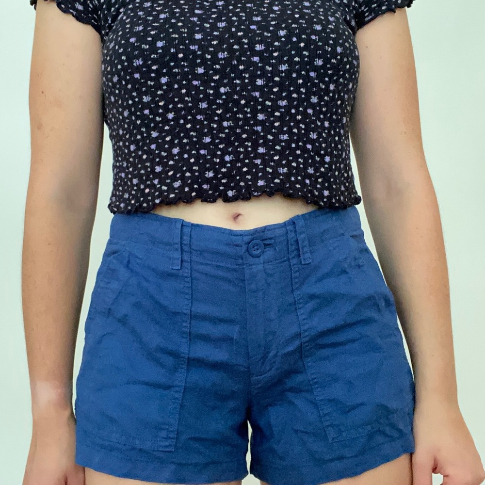 Blue linen shorts